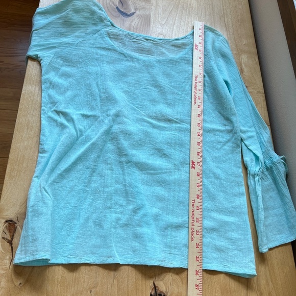 COTTON TOP WOMENS M BOHO SEMI SHEER EMBROIDERED BEADED DETAIL CASUAL CHIC Y2K - Picture 9 of 12